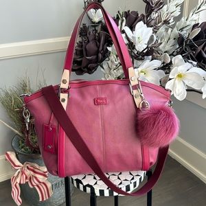 Tod’s Coated Canvas Leather Tote with long strap and bag charms